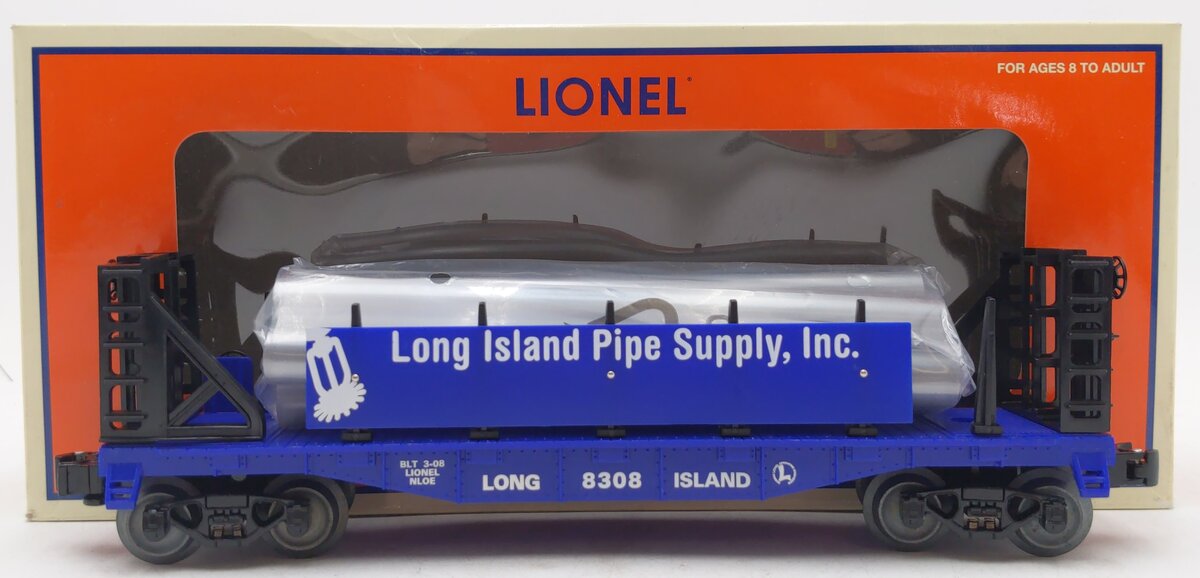Lionel 6-52480 O Gauge NLOE 2008 Long Island Flatcar w/Pipes NIB