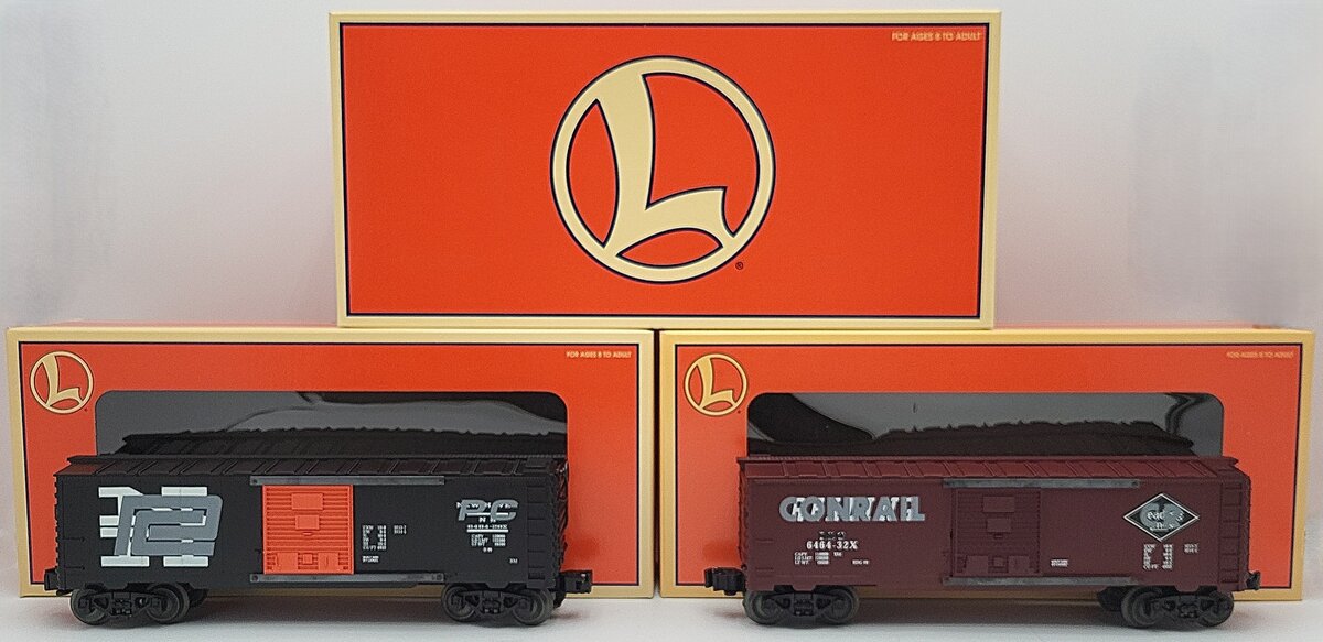 Lionel 6-29286 O Gauge Overstamped Conrail/Reading & PC/NH 2-Car Boxcar Set LN/Box