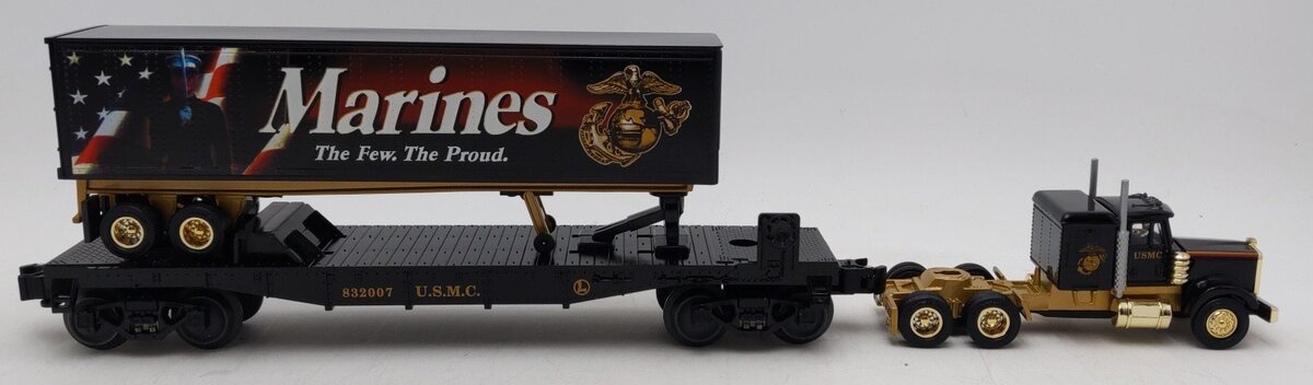 Lionel 6-52440 O Gauge USMC Flatcar w/ Tractor Trailer NIB