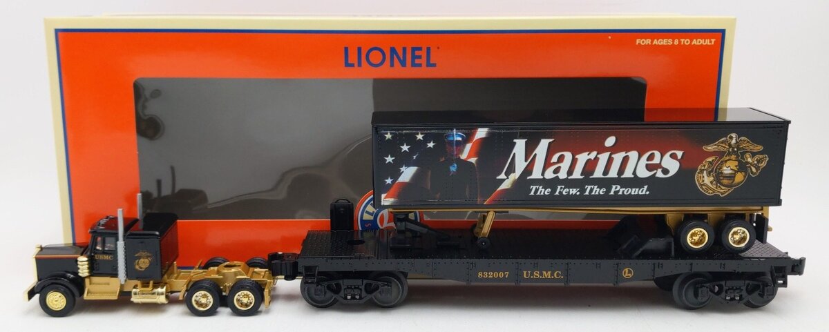 Lionel 6-52440 O Gauge USMC Flatcar w/ Tractor Trailer NIB