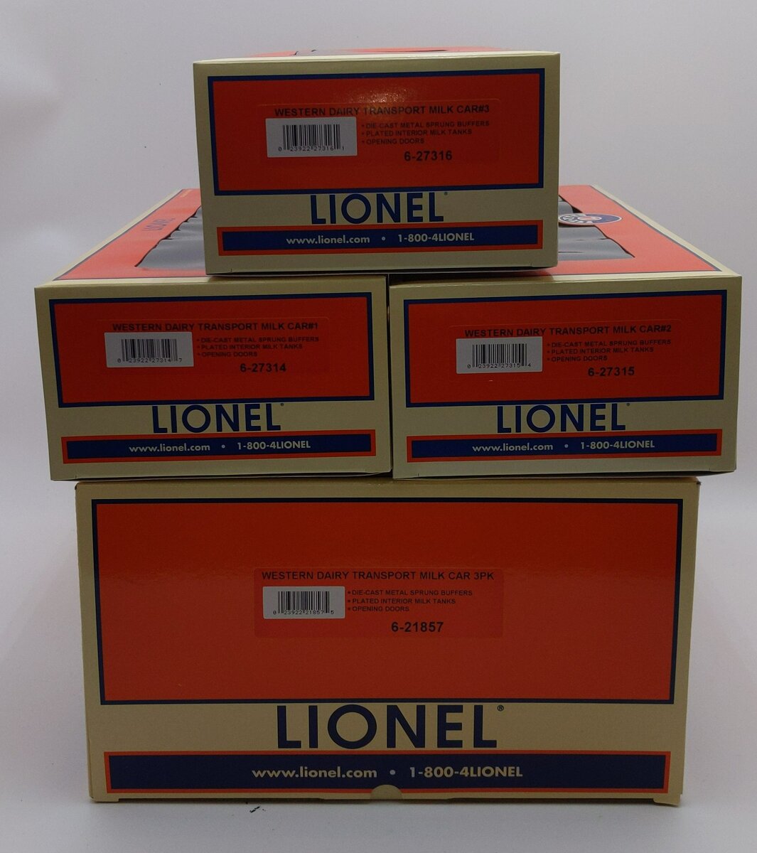 Lionel 6-21857 Western Dairy Milk Cars (Set of 3) LN/Box