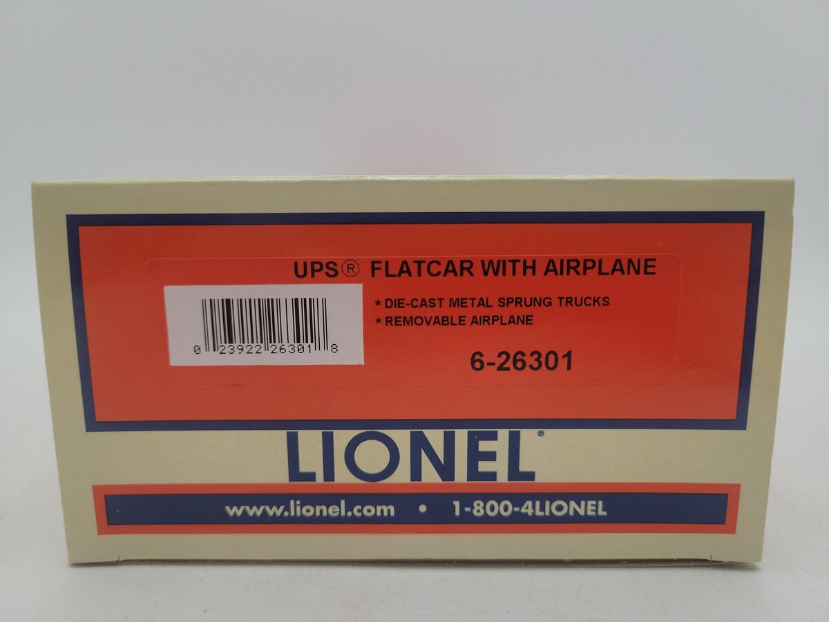 Lionel 6-26301 O Gauge UPS Flatcar with Airplane LN/Box
