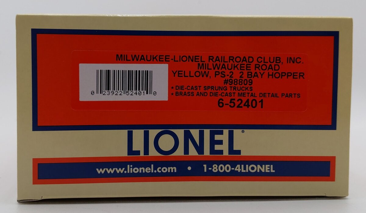 Lionel 6-52401 O Gauge Milwaukee Road PS-2 Hopper #98809 NIB