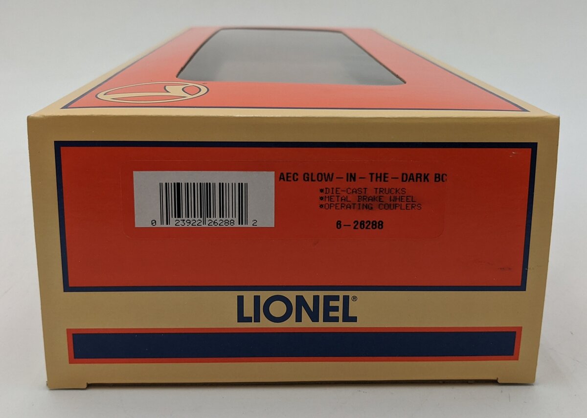 Lionel 6-26288 O Gauge Atomic Energy Commission Glow in the Dark Red Boxcar NIB