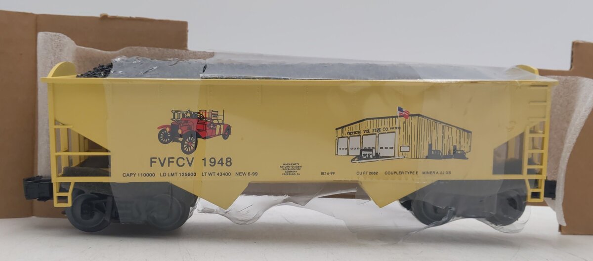 Weaver 184 O Gauge Freeburg Vol. Fire Co. 2-Bay Offset Hopper #1948 - 3 Rail NIB
