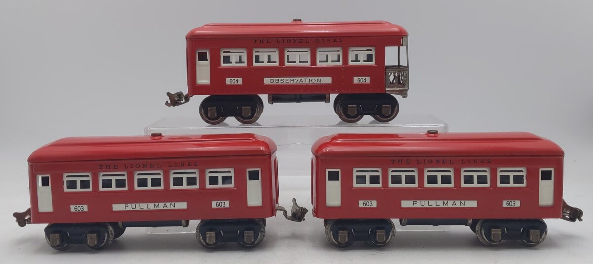 Lionel Vintage O Gauge Repainted Tinplate Passenger Cars: 603, 603, 604 [3]