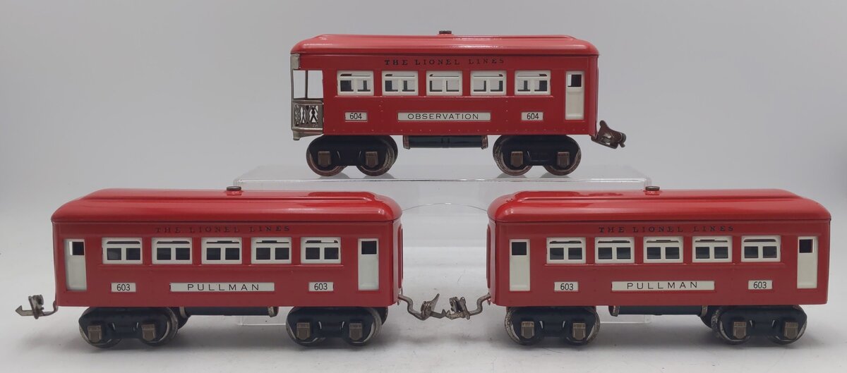 Lionel Vintage O Gauge Repainted Tinplate Passenger Cars: 603, 603, 604 [3]