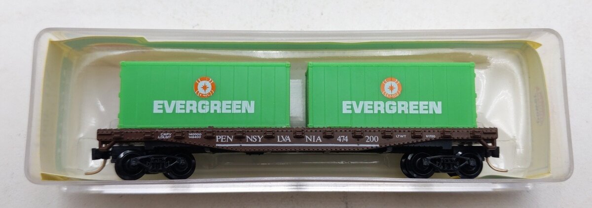 Model Power 4003 N Scale Flat Car w/2 20' Evergreen Containers LN/Box