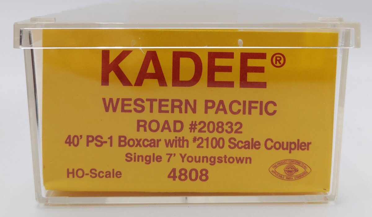 Kadee 4808 HO Scale Western Pacific 40' PS-1 Boxcar W/ 2100 Scale Coupler #20832 EX/Box