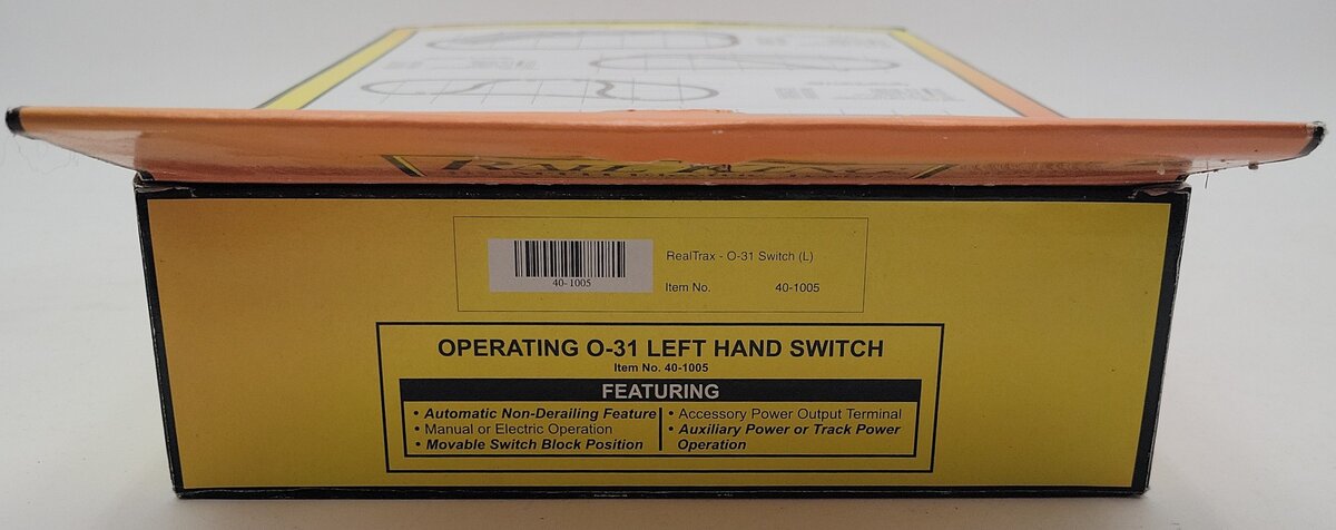 MTH 40-1005 O31 RealTrax Nickel Silver Left Hand Remote Switch Turnout  EX/Box