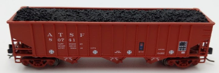 Bluford Shops 14678 N Scale Santa Fe 14-Panel Rib Side 3-Bay Hopper Car #80741 EX/Box