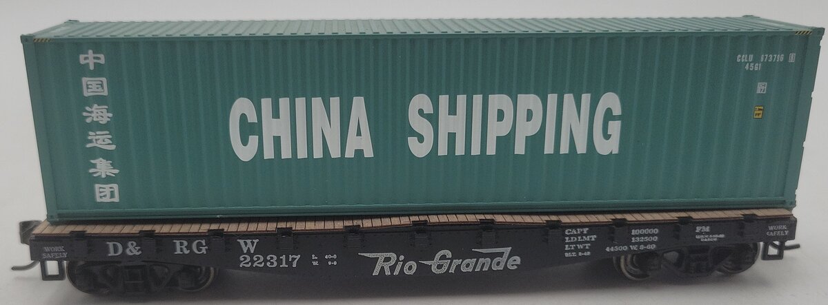 Athearn HO Scale D&RGW Flatcar #22317 W/ Shipping Container EX