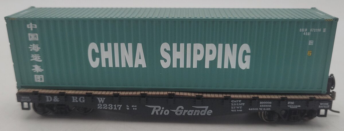 Athearn HO Scale D&RGW Flatcar #22317 W/ Shipping Container EX