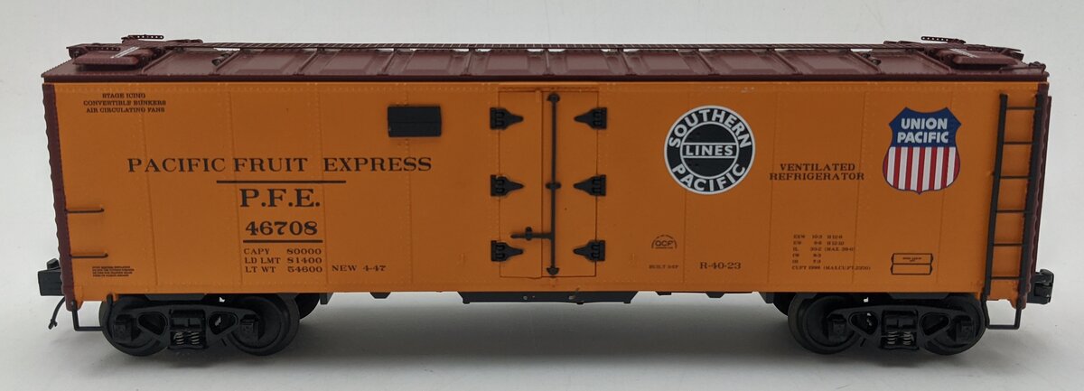 MTH 20-3228A O Gauge Pacific Fruit Express 40' Steel Side Reefer Car #46708 VG