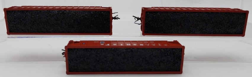 Bluford Shops 14453 N Scale Santa Fe 14 Panel Rib Side 3-Bay Hopper Car 3 Pack EX/Box