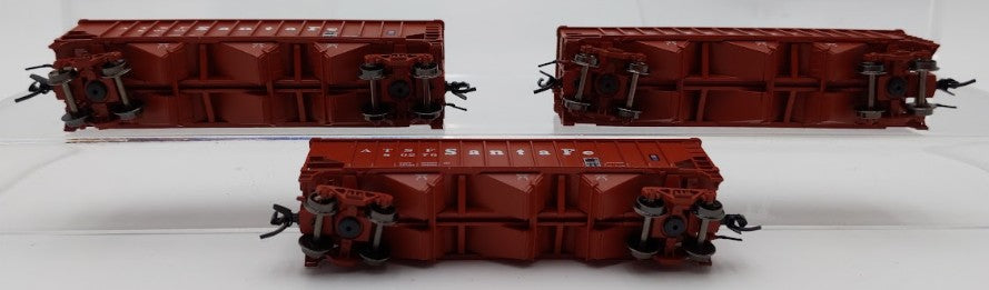 Bluford Shops 14453 N Scale Santa Fe 14 Panel Rib Side 3-Bay Hopper Car 3 Pack EX/Box