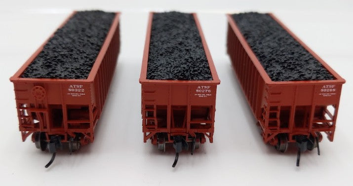 Bluford Shops 14453 N Scale Santa Fe 14 Panel Rib Side 3-Bay Hopper Car 3 Pack EX/Box