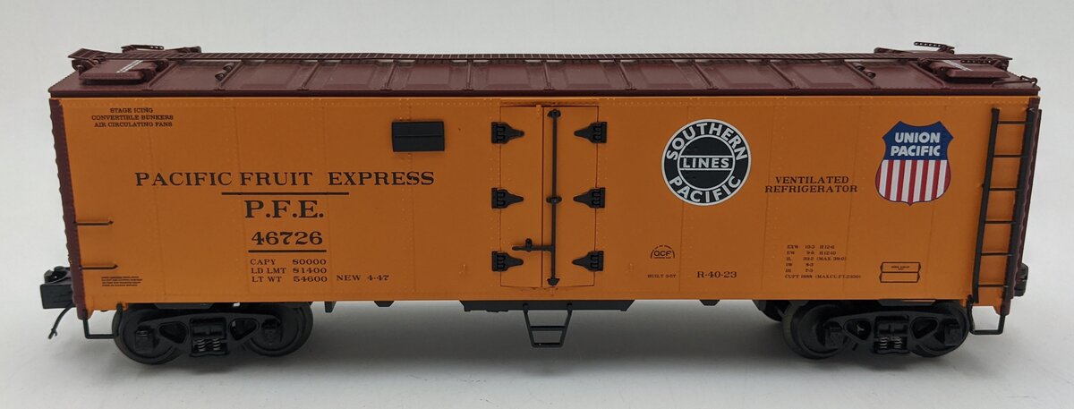 MTH 20-3228A O Gauge Pacific Fruit Express 40' Steel Side Reefer #46726 VG