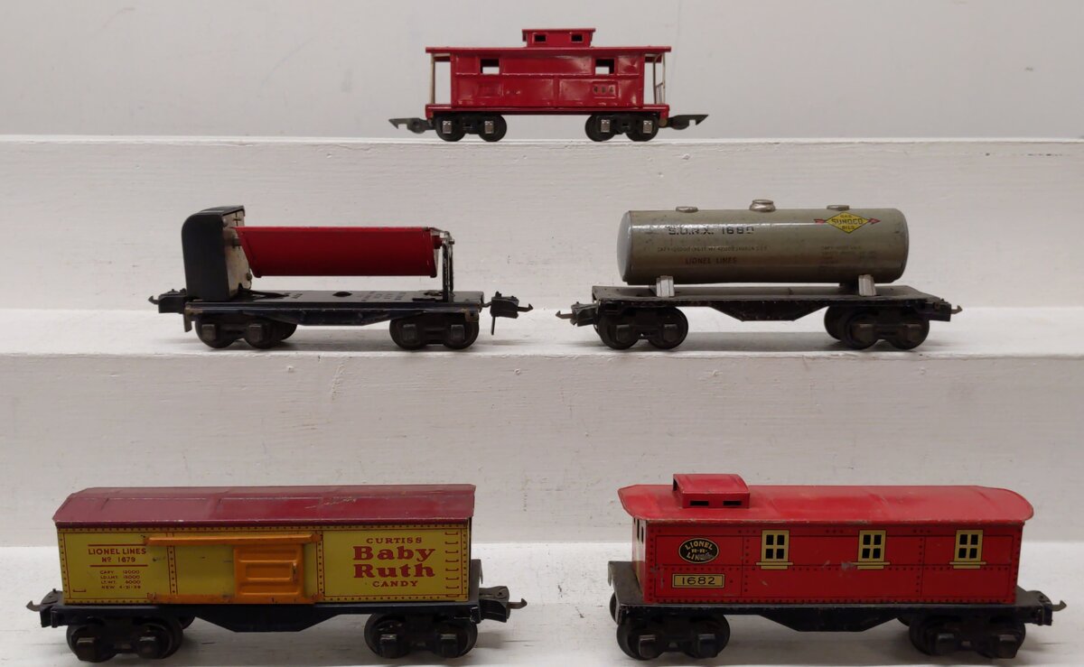 Lionel & American Flyer Vintage O Freight Cars: 484, 1679, 1680, 1682, 3659 [5] VG