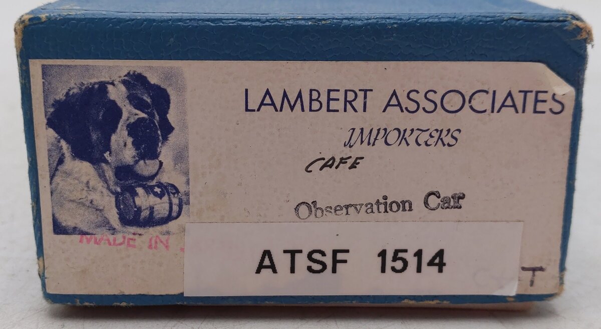 Lambert HO Scale Brass Santa Fe Observation Car #1514 VG/Box