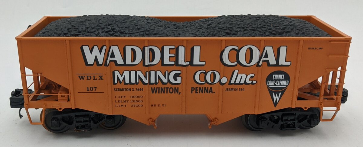 MTH 20-97200 O Waddell Coal MTHRRC 2007 Fish Belly Hopper Car w/Load #107 VG