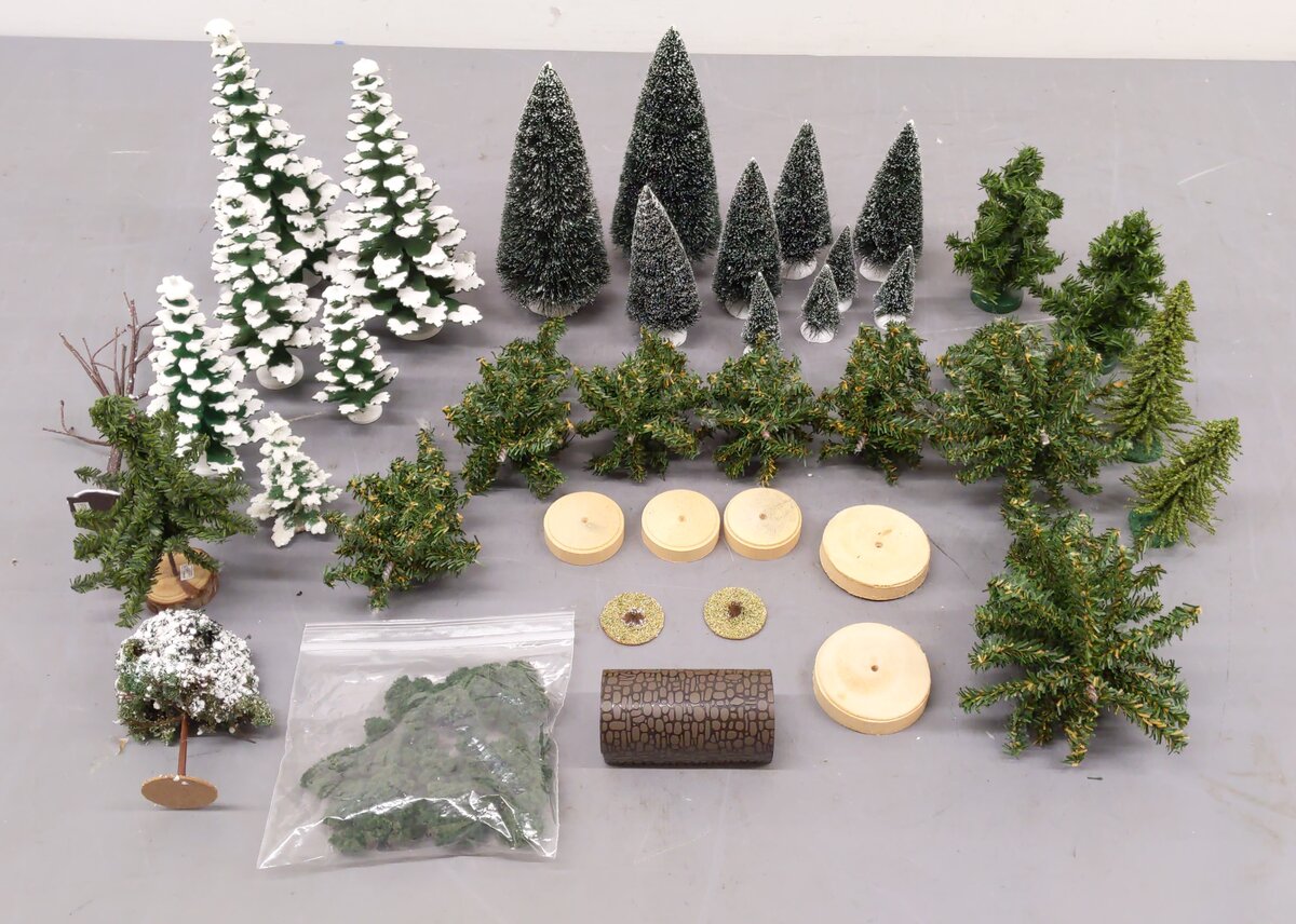 Dept 56 & Others Assorted Evergreen Trees, Shrubbery, and Scenery Materials [39] VG