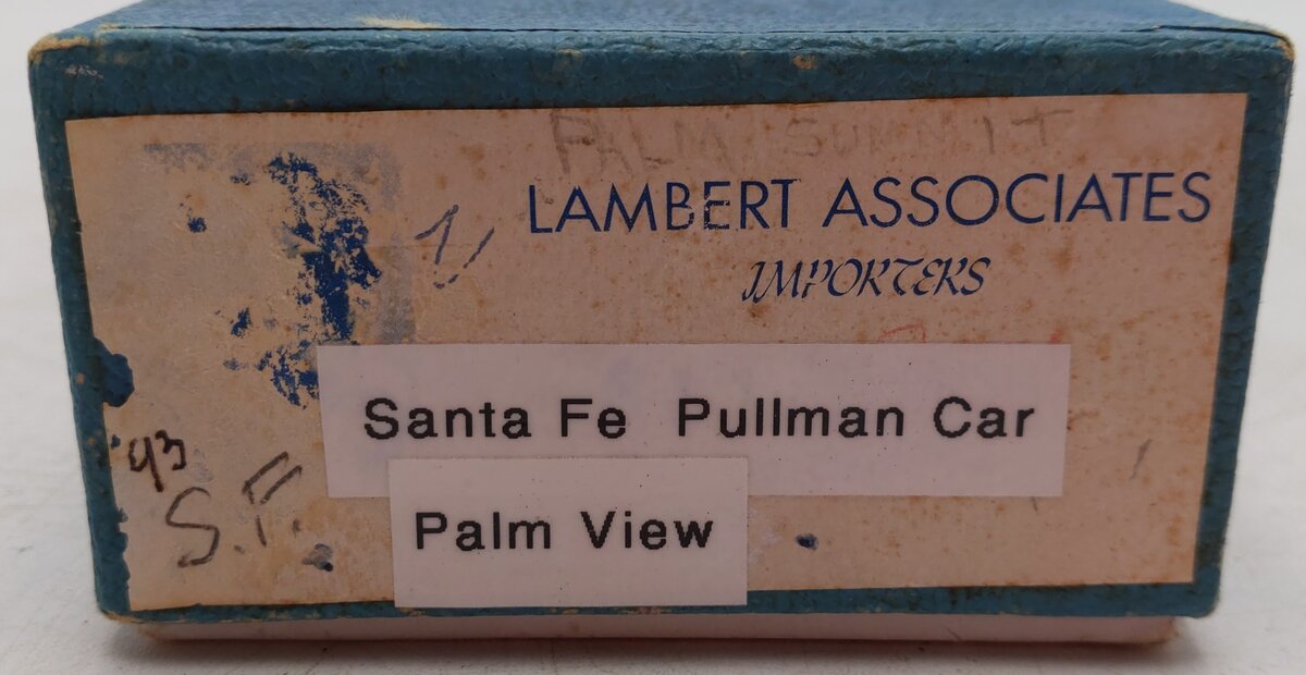 Lambert BRASS HO Nickel Plate Santa Fe "Palm View" Pullman Passenger Car EX/Box