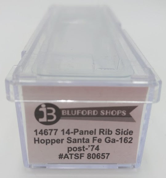 Bluford Shops 14677 N Santa Fe Ga-162 Post-'74 14-Panel 3-Bay Hopper Car #80657 EX/Box
