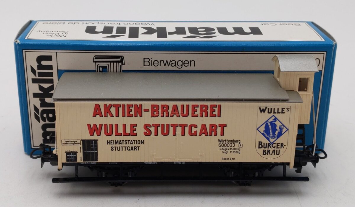 Marklin 4678 HO Scale Aktien-Brauerei Wulle Stuttgart Wulles Burger-Brau Boxcar LN/Box