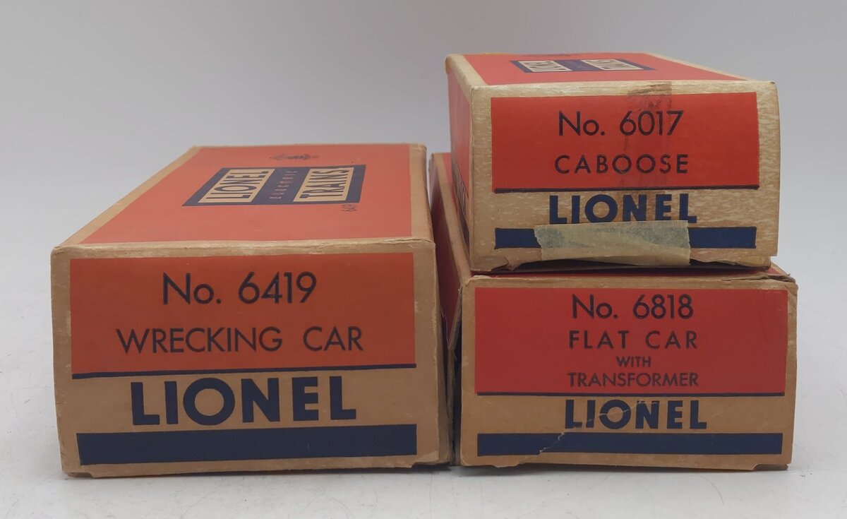 Lionel Vintage O Lionel Lines Freight Cars: 6411, 6017, 6419, 6818 [4] VG/Box