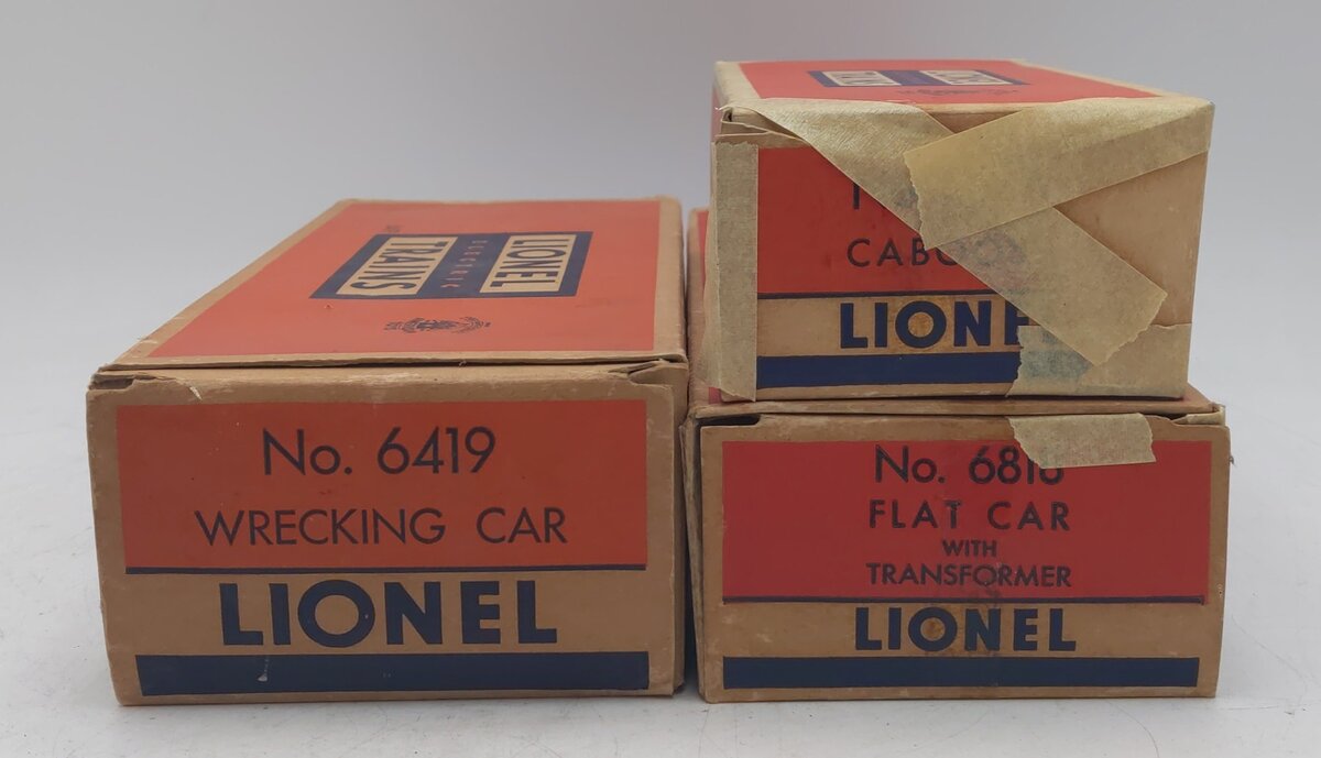 Lionel Vintage O Lionel Lines Freight Cars: 6411, 6017, 6419, 6818 [4] VG/Box