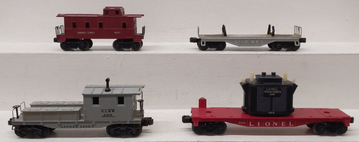 Lionel Vintage O Lionel Lines Freight Cars: 6411, 6017, 6419, 6818 [4] VG/Box