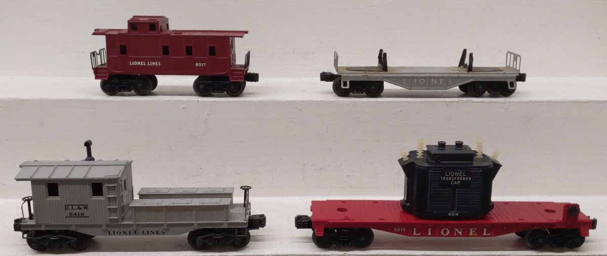 Lionel Vintage O Lionel Lines Freight Cars: 6411, 6017, 6419, 6818 [4] VG/Box