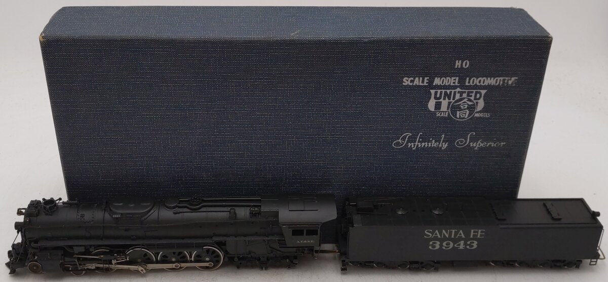 United Models HO Scale BRASS ATSF 4-8-4 Steam Loco & Tender #3943 EX/Box