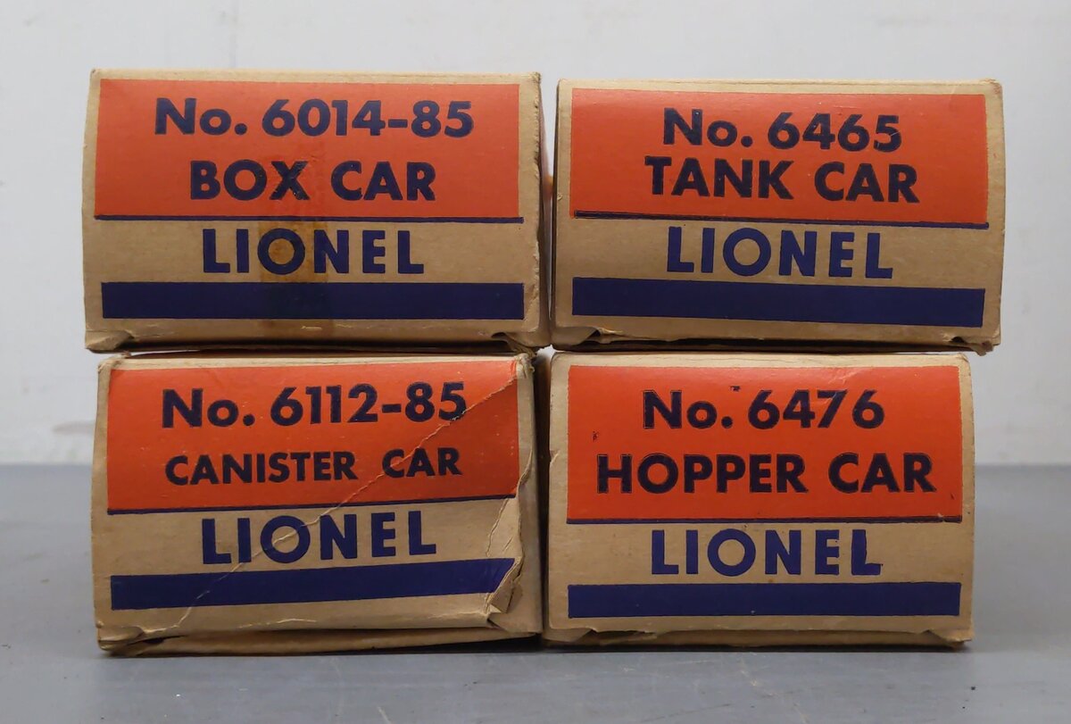 Lionel Vintage O Freight Cars: 6112-85, 6465, 6476, 6014-85, 6801 [5] EX/Box