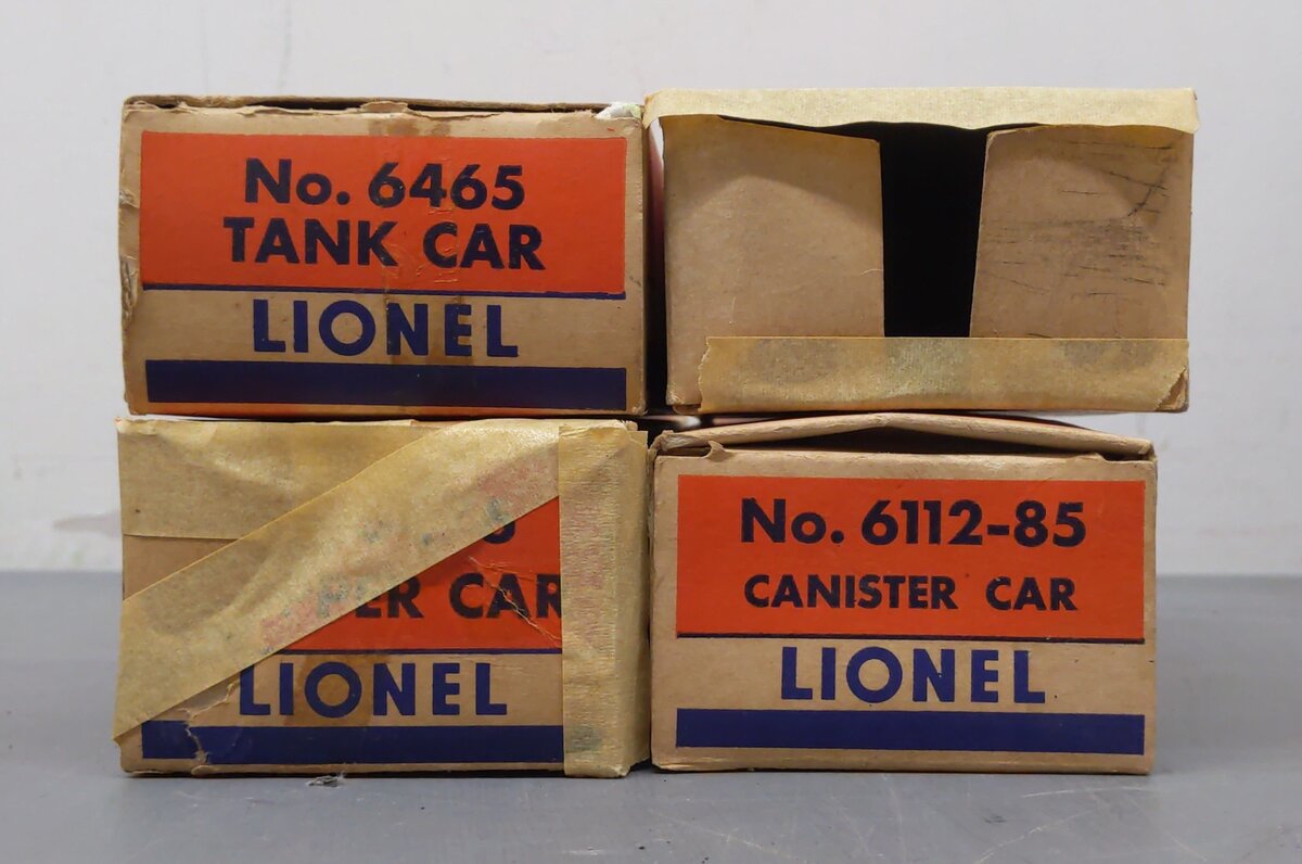 Lionel Vintage O Freight Cars: 6112-85, 6465, 6476, 6014-85, 6801 [5] EX/Box