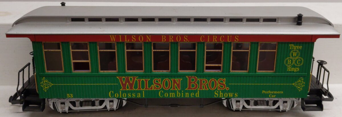 LGB 3180-DG G Scale Wilson Bros. Circus Passenger Car #53 EX