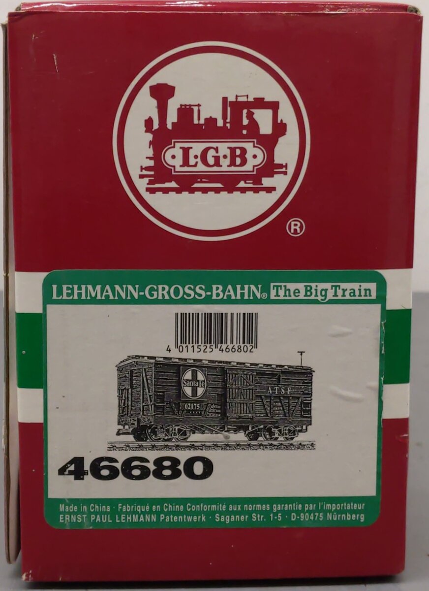 LGB 46680 G Scale AT&SF Stock Car W/ Sound #62175 LN/Box