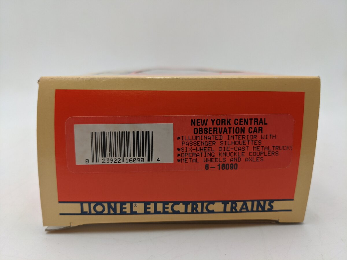 Lionel 6-16090 O Gauge New York Central "Babbling Brook" Observation Car #6090 EX/Box