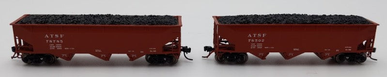 Bluford Shops 73452 N Scale ATSF 70 Ton Offset Side 3-Bay Hopper Car 2 Pack LN/Box