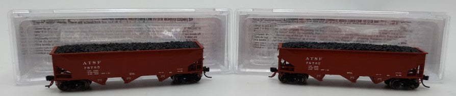 Bluford Shops 73452 N Scale ATSF 70 Ton Offset Side 3-Bay Hopper Car 2 Pack LN/Box
