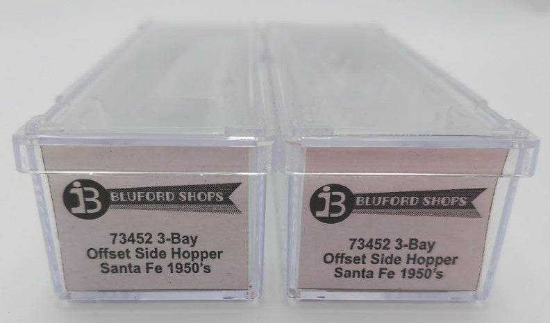 Bluford Shops 73452 N Scale ATSF 70 Ton Offset Side 3-Bay Hopper Car 2 Pack LN/Box