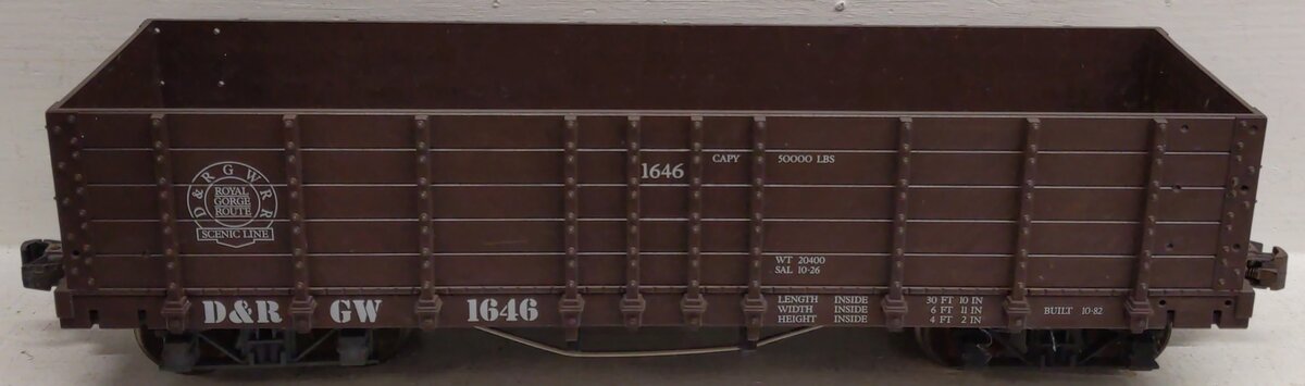 LGB 1646 G Scale D&RGW Gondola #1646 (Metal Wheels) VG