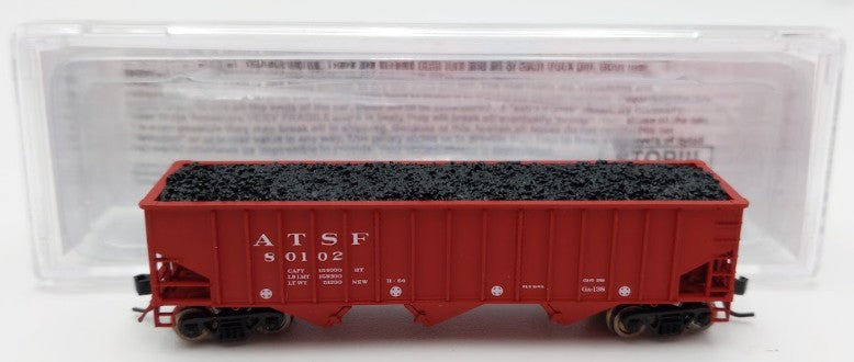 Bluford Shops 14063 N Scale Santa Fe 70T 3 Bay 14 Panel Rib Side Hooper #80102 EX/Box