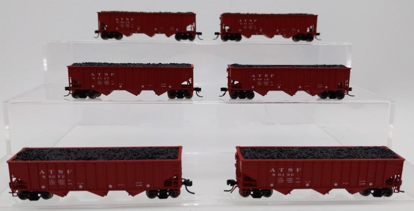 Bluford Shops 14066 N Scale ATSF 14 Panel Rid Side Hopper Car 6 Pack EX/Box