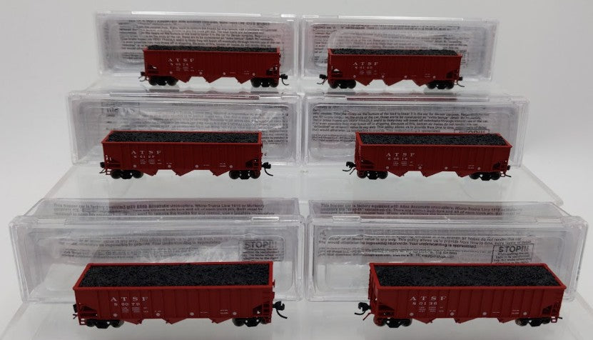 Bluford Shops 14066 N Scale ATSF 14 Panel Rid Side Hopper Car 6 Pack EX/Box