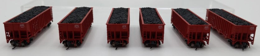 Bluford Shops 14066 N Scale ATSF 14 Panel Rid Side Hopper Car 6 Pack EX/Box