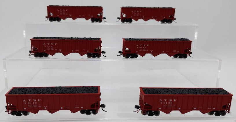 Bluford Shops 14066 N Scale ATSF 14 Panel Rid Side Hopper Car 6 Pack EX/Box