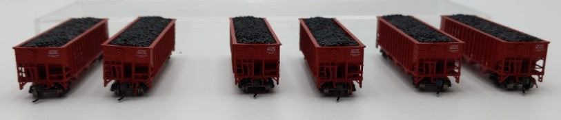 Bluford Shops 14066 N Scale ATSF 14 Panel Rid Side Hopper Car 6 Pack EX/Box