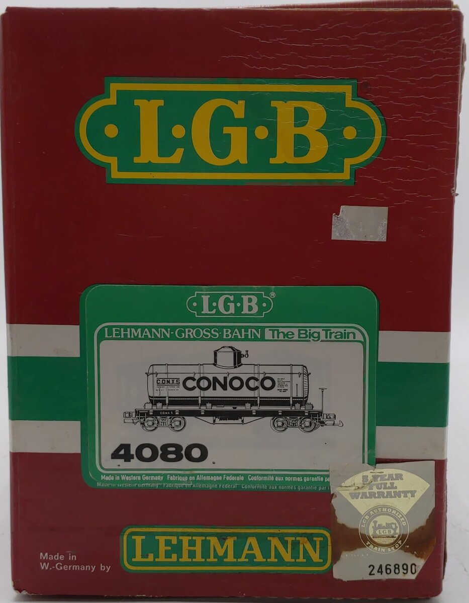LGB 4080 G Scale Conoco Tank Car EX/Box